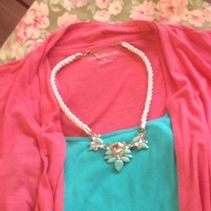 Bundle tank top cardigan and necklace women’s L